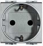 Контакт ШУКО 2P+E 2 мод. 16A цвят Алуминий LL Bticino, BTICINO, NT4141