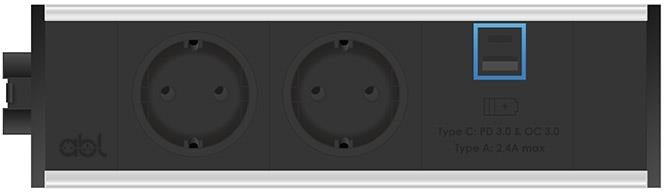 Модул Link 3M с 2х Шуко и USB тип A+C, цвят Черен, ABL, ABL Сърбия, 2M20F2A3