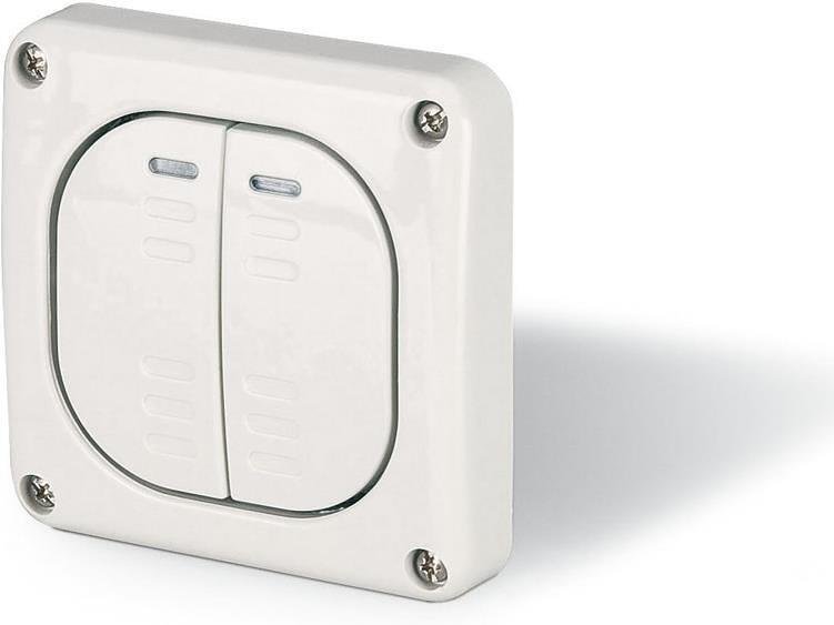 Двоен девиаторен ключ 10А, скрит монтаж IP66, M95, Scame 137.3221 Protecta, СИВ