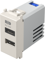 Розетка 2хUSB за зареждане тип A+C Power Delivery 20W 1 мод. цвят Крем мат Modul TEM, EM69MI