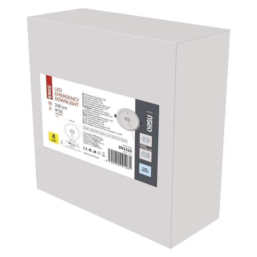 Авариен осветител LED 3W 6500K 240lm 3h IP20 вграден монтаж ORSU EMOS