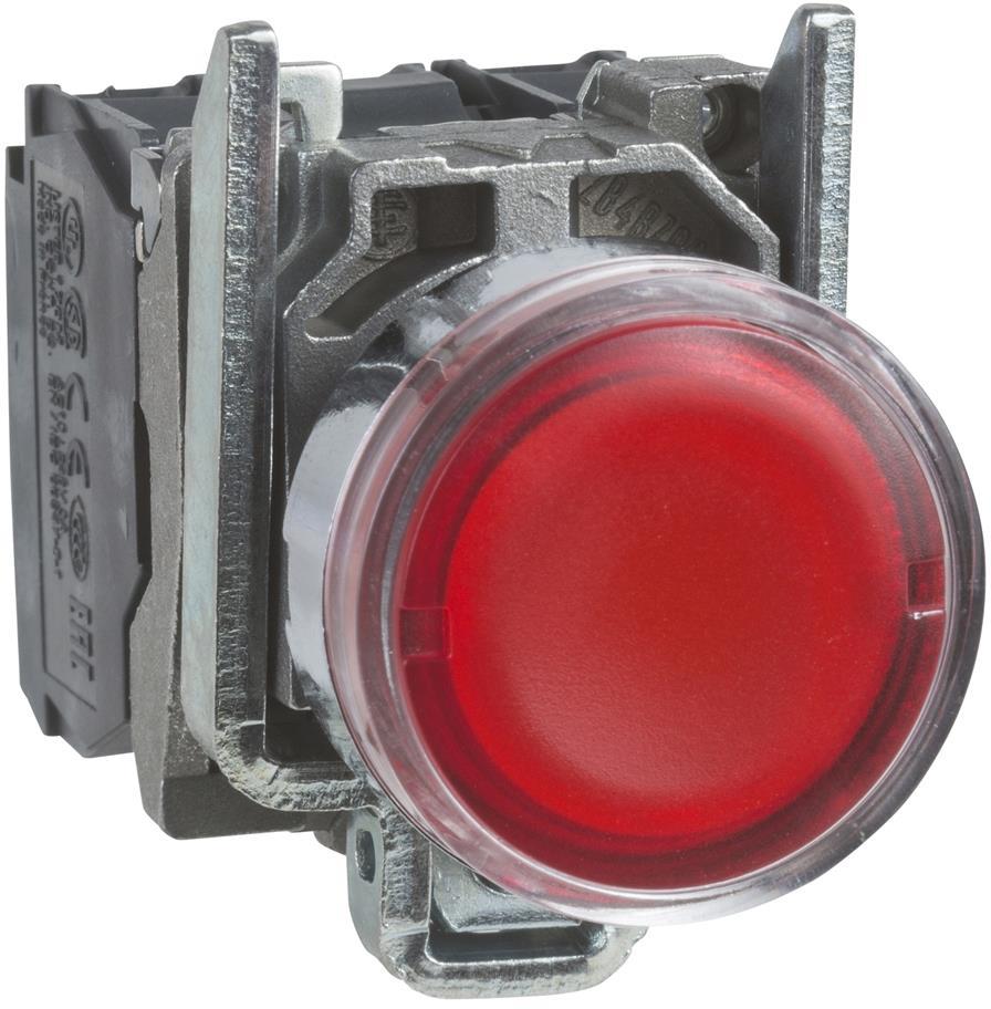 Бутон сглобен червен 1NO-1NC светещ 250Vac Ø22mm XB4 SE, SCHNEIDER ELECTRIC НИСКО НАПРЕЖЕНИЕ, XB4BW3465