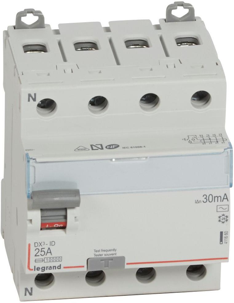 ДТЗ 4P 25A 30mА серия DX3 ID тип AC LN Legrand, LEGRAND НИСКО НАПРЕЖЕНИЕ, 411660
