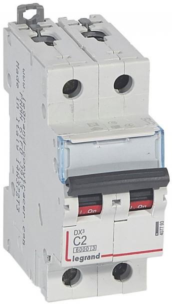 Автоматичен прекъсвач DX3 2P 2A крива С 6kA Legrand, LEGRAND НИСКО НАПРЕЖЕНИЕ, 407793