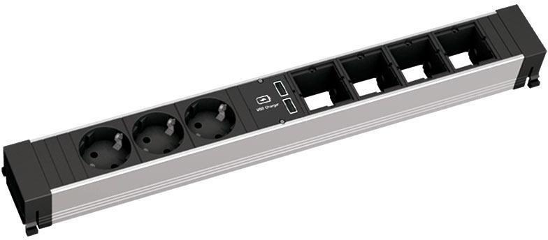 Модул за TOP FRAME или CONFERENCE 8M с 3х Шуко, USB тип A+A и 4х празни модула, цвят Черен, Bachmann, BACHMANN, B909.0057