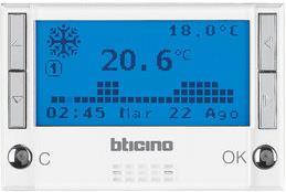 Термостат с LCD дисплей 3 мод. с таймер за отопление и охлаждане цвят бял Axolute Bticino, BTICINO, HD4451