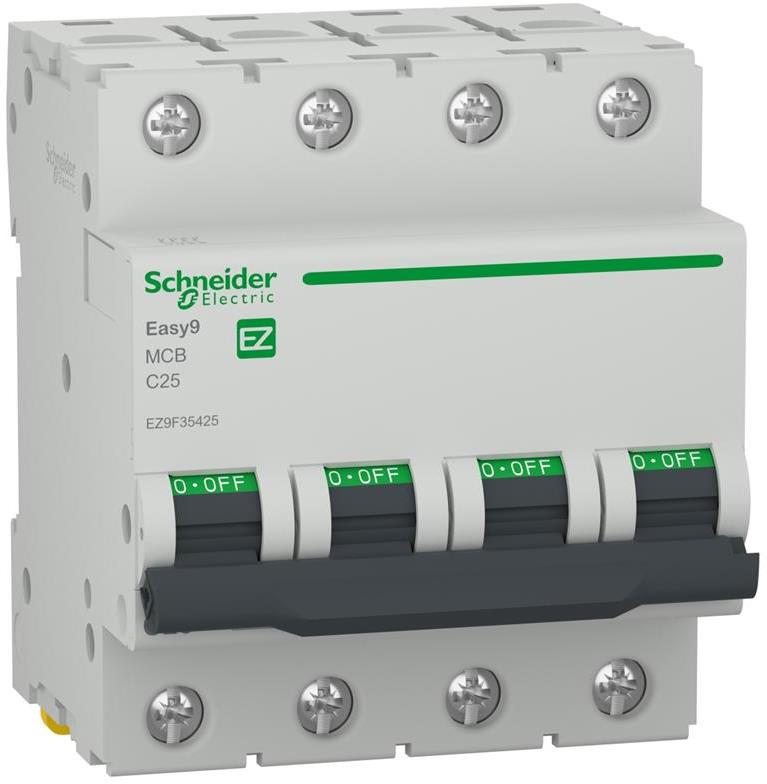 Автоматичен прекъсвач Easy 9 4P 25A крива C 6kA SE, SCHNEIDER ELECTRIC НИСКО НАПРЕЖЕНИЕ, EZ9F35425