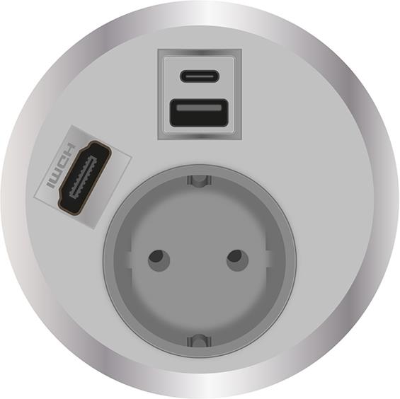 Модул Port El с 1х Шуко, USB тип A+C и HDMI, цвят Бял, ABL, ABL Сърбия, 2F21F1B5