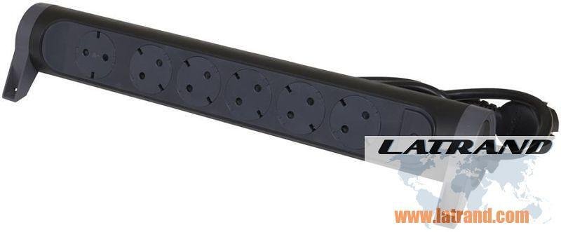 Разклонител  6x2P+E с кабел 1.5 метра / 1.5mm2 Premium NEW Legrand 694534 ЧЕРЕН