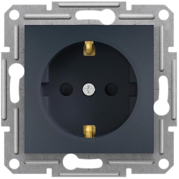 Контакт ШУКО 16A с детска защита цвят Антрацит Asfora SE, SCHNEIDER ELECTRIC, EPH2900271