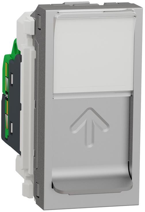 Розетка RJ45 UTP cat.5e S-One 1 мод. цвят Алуминий Unica SE, SCHNEIDER ELECTRIC, NU341030