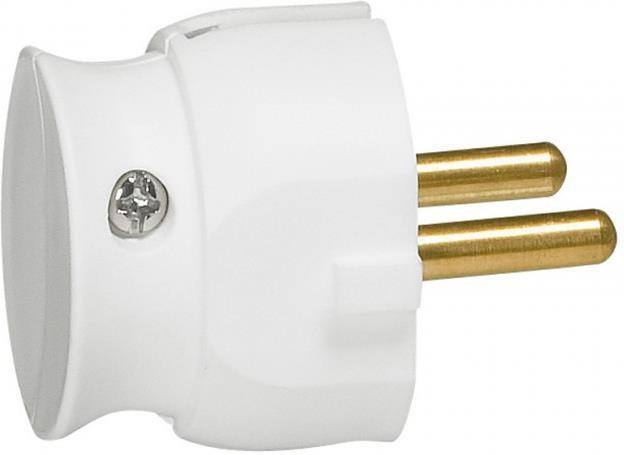 Щепсел бял плосък без заземяване Slim 16A /15бр/ Legrand, LEGRAND, 50183