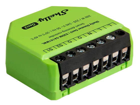 Микромодул Smart реле 1х димер 200VA без неутрала Shelly Dimmer Gen3 - 070526, SHELLY