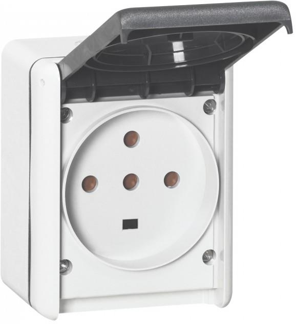 Контакт френски стандарт открит монтаж 3P+N+E 32A IP44 цвят Сив Plexo Legrand, LEGRAND, 55877