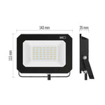 Прожектор LED 30W 4000K 3000lm 120° x 120° 25000h IP65 черен SIMPO EMOS