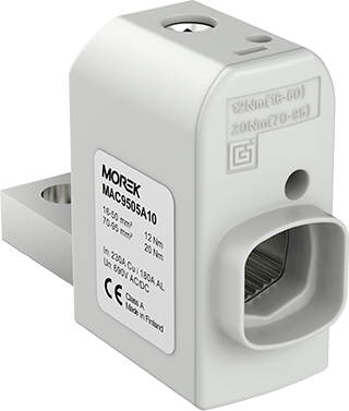 Изолиран конектор към устройство SR95SB 1xAl/Cu 16-95mm², плосък с винт, прав, 690V MOREK, MAC9505A10