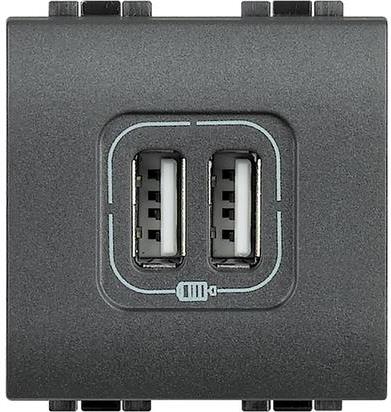 Розетка 2xUSB за зареждане тип A 3A 15W 2 мод. цвят Антрацит LL Bticino, BTICINO, L4285C2