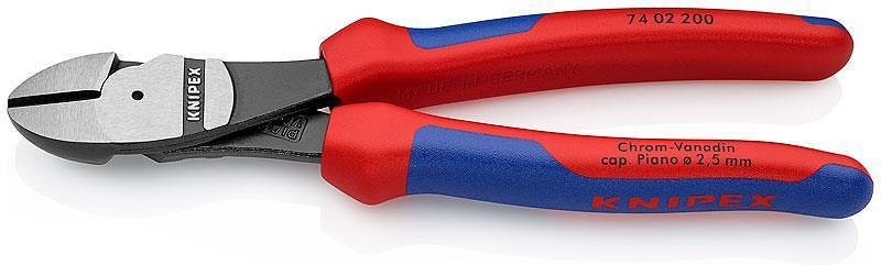 Клещи диагонални резачки усилени, синьо-червена ръкохватка 250мм, Knipex - K7402250