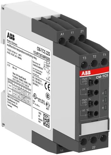 Реле за контрол на температура, CM-TCS.22S, 0...+100°C, 2c/o 4A, 24Vac/dc ABB, 1SVR730740R9200