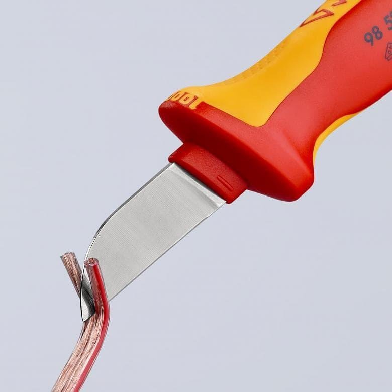 Кабелен нож, VDE 1000V жълто-червена ръкохватка 190мм, Knipex - K9852