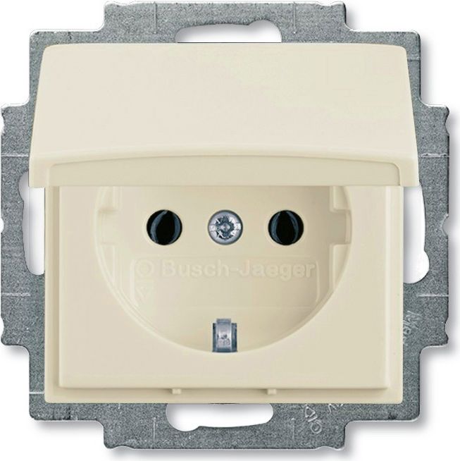 Контакт ШУКО 16A с капак цвят КРЕМ Basic 55 ABB /до изчерпване/, ЛИКВИДАЦИЯ, 2CKA002018A0351