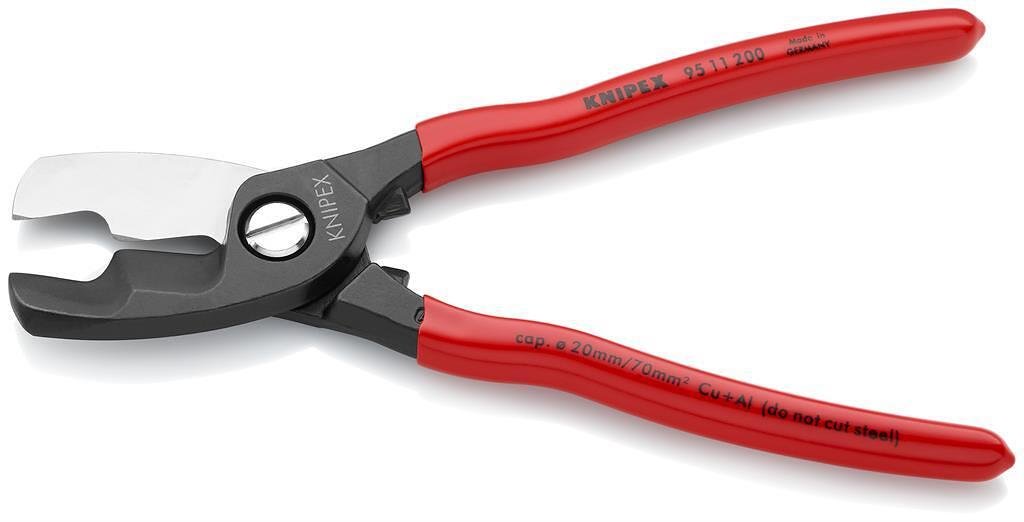 Ножици за рязане на кабел до 70мм2, червена ръкохватка 200мм, Knipex - K9511200