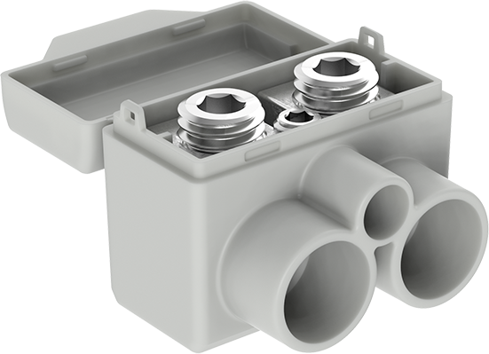 Клема изолирана СИВА SLT50-2-1 Al 2x 16-50 / Cu 2x 2.5-35 + 1x 1.5-6 mm² 145/135A 1000V MOREK, MAS2051A10