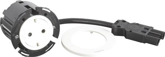 Модул за вграждане в бюро с 1х Шуко, GST18, Ø60mm, цвят БЯЛ, Incara Disq Legrand, LEGRAND, 654725F