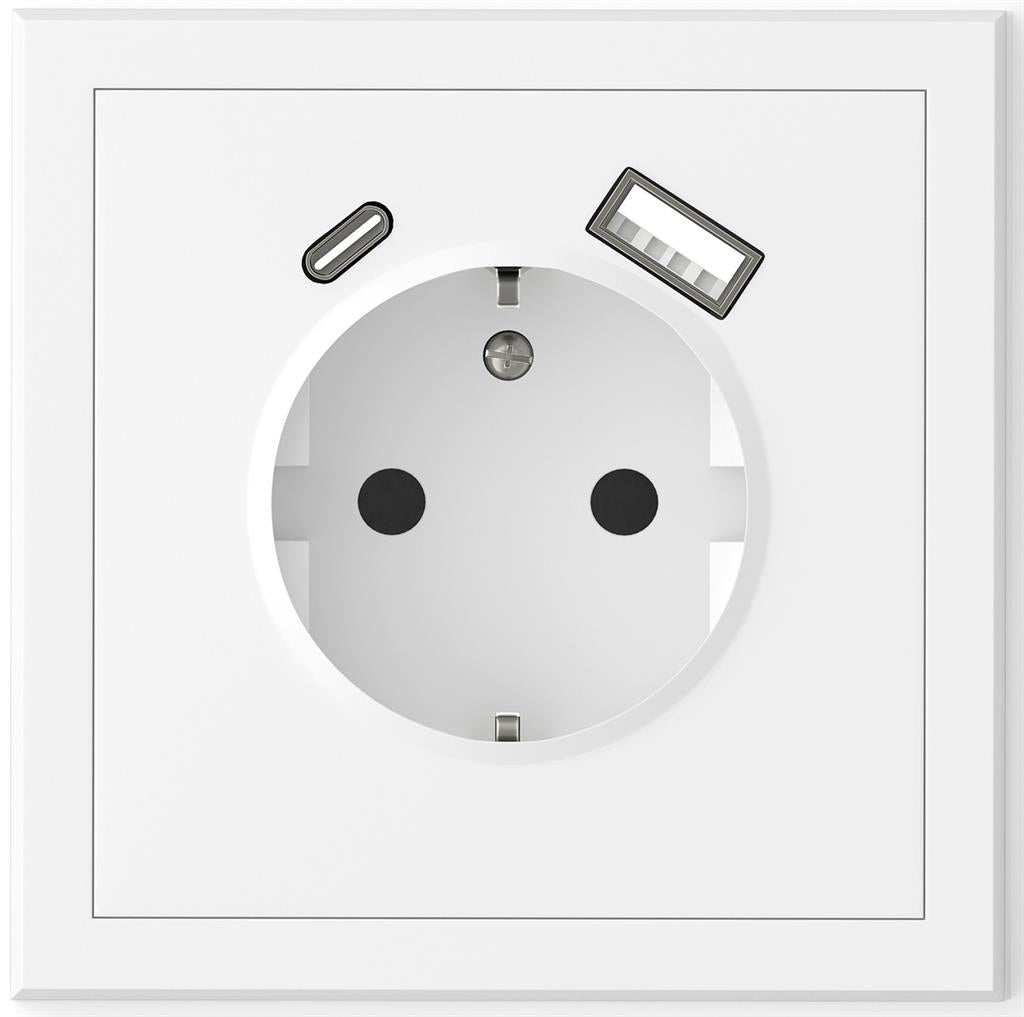 Контакт ШУКО 16A + USB тип A+C 3A 15W цвят БЯЛ мат Adria Commel, COMMEL, C043-519