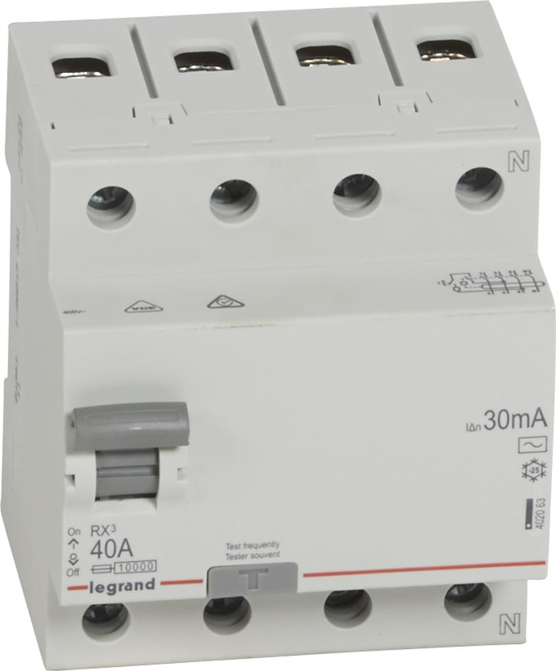ДТЗ 4P 40A 30mА серия RX3 ID тип AC Legrand, LEGRAND НИСКО НАПРЕЖЕНИЕ, 402063