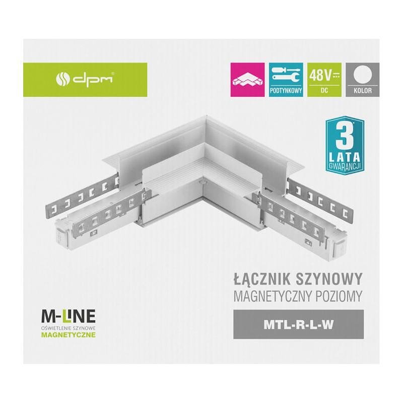 Конектор за магнитни релси за вътрешен монтаж, хоризонтален M-LINE, бял, DPM, MTL-RLW