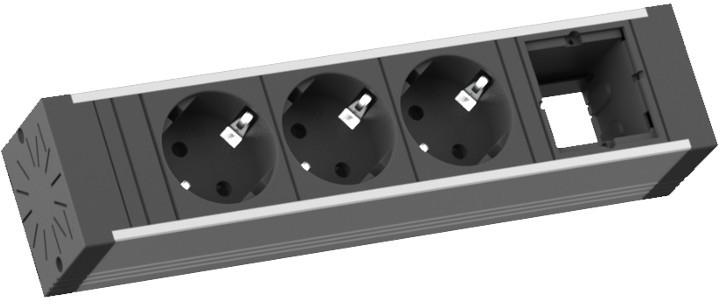 Модул за VENID с 3х Шуко и 1х празен модул, цвят Черен, Bachmann, BACHMANN, B936.009