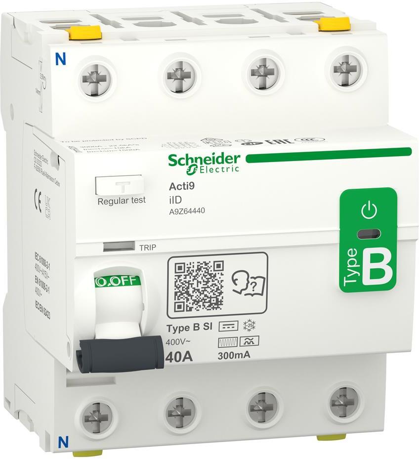 ДТЗ Acti 9 iID 4P 40A 300mA тип B 10kA 4 мод. SE, SCHNEIDER ELECTRIC НИСКО НАПРЕЖЕНИЕ, A9Z64440