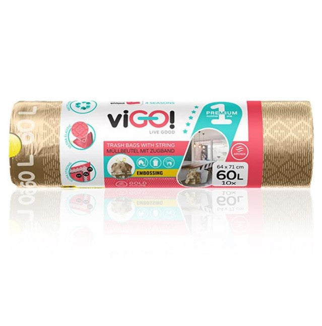 ТОРБИ ЗА СМЕТ GOLD 60L С ВРЪЗКА 10БР. PREMIUM №1 VIGO