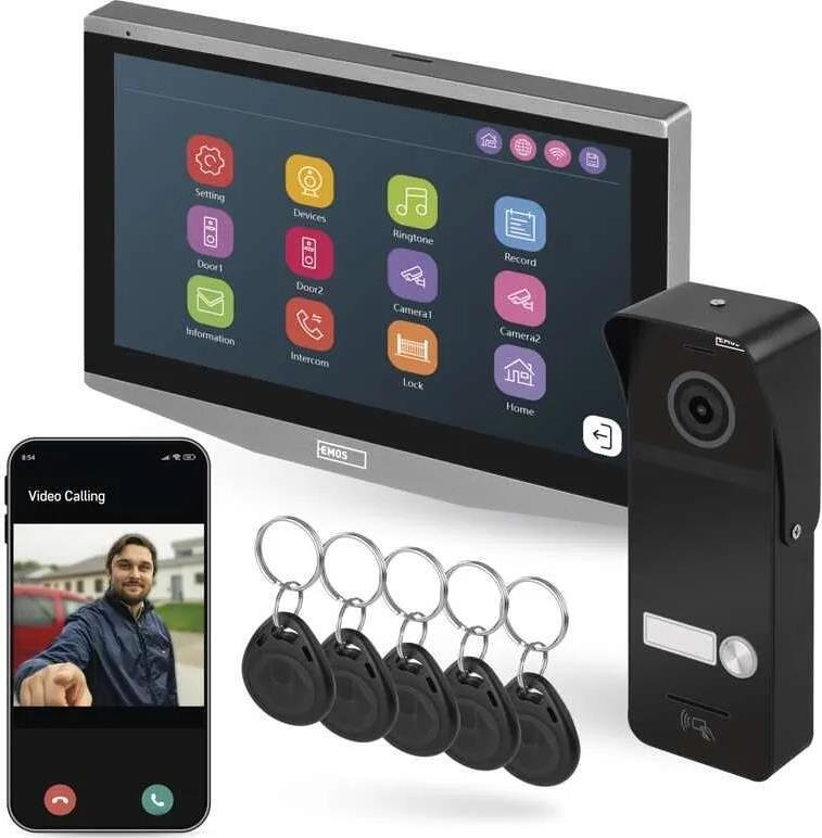 Видео-домофон комплект 7" дисплей и входен панел с RFID четец IP-750A Wi-Fi GoSmart EMOS