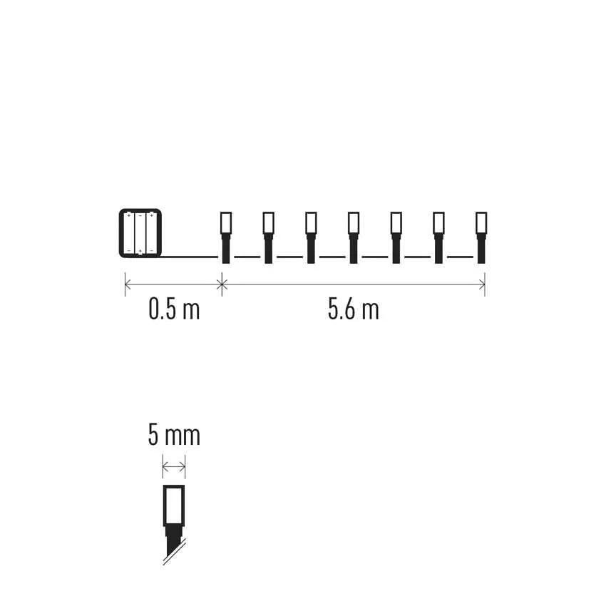 Комплект коледни лампички 80x LED студена светлина 5.6м IP44 с батерии CLASSIC EMOS - D4FC02
