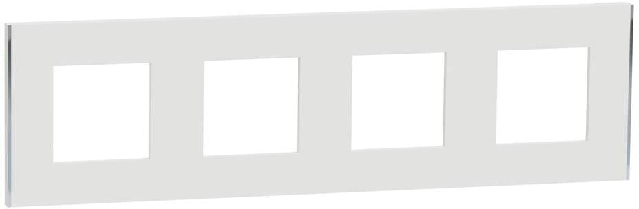 Лицева рамка 4х цвят Бял/Сребро Unica Déco SE, SCHNEIDER ELECTRIC, NU600840