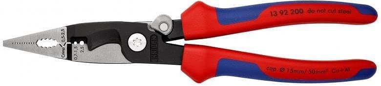 Клещи инсталаторски, синьо-червена ръкохватка 200мм, с фиксатор, Knipex - K1392200