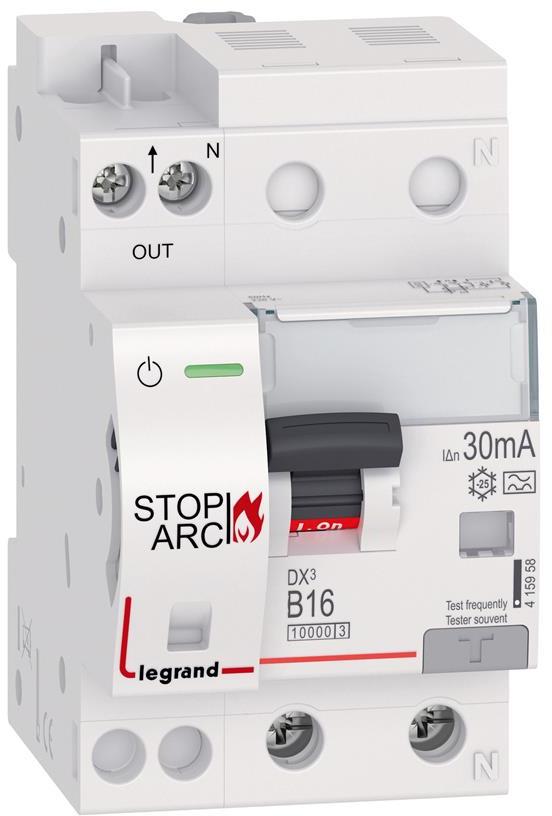 Автоматичен прекъсвач комбиниран AFDD серия DX3 STOP ARC 1P+ND крива B 16A 30MA, LEGRAND НИСКО НАПРЕЖЕНИЕ, 415958