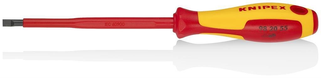 Отвертка шлиц 5.5, VDE 1000V жълто-червена ръкохватка 232мм, Knipex - K982055
