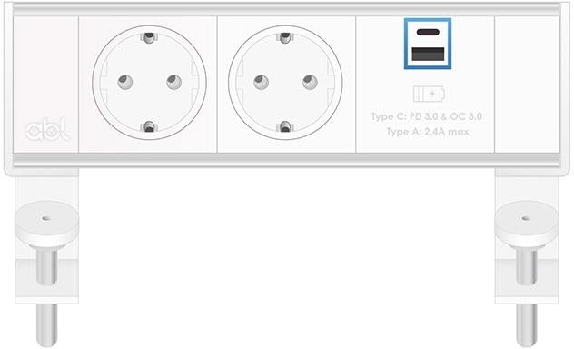 Модул Flexi 3M с 2х Шуко и USB тип A+C, цвят Бял, ABL, ABL Сърбия, 2A21F2A3