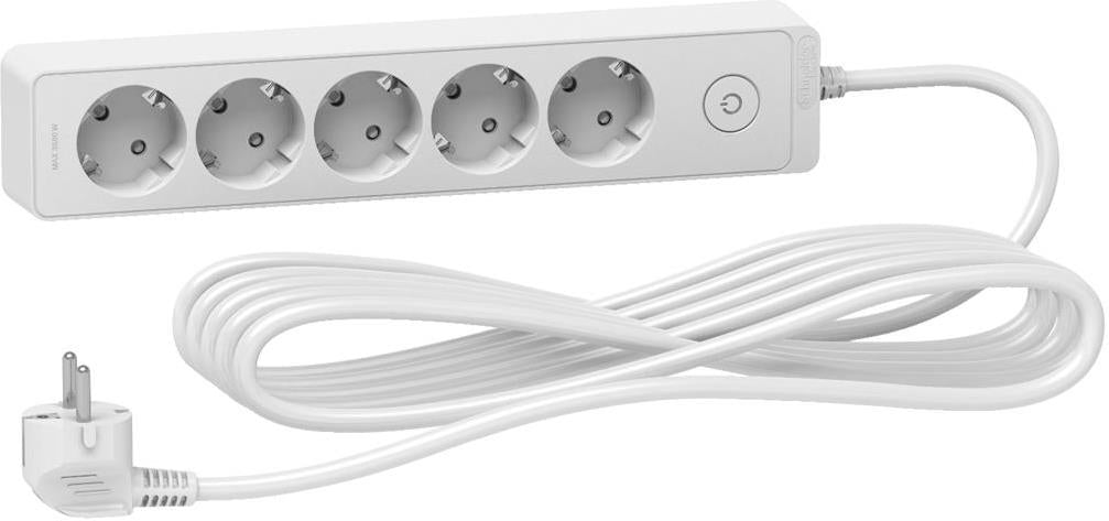Разклонител бял 5 гнезда 5 метра /1.5mm2 и ключ серия UNICA SE, SCHNEIDER ELECTRIC, ST9455W
