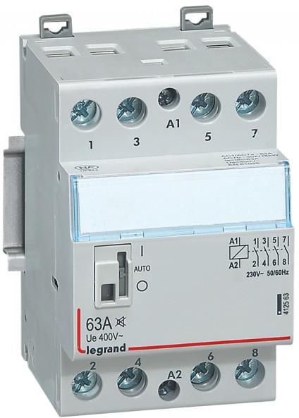 Модулен контактор с ръкохватка CX3, 63A 4NO 220V 3 модула БЕЗШУМЕН Legrand, LEGRAND НИСКО НАПРЕЖЕНИЕ, 412563