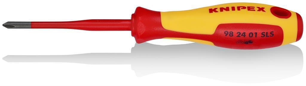 Отвертка PH/S 1, VDE 1000V жълто-червена ръкохватка 187мм, Knipex - K982401SLS