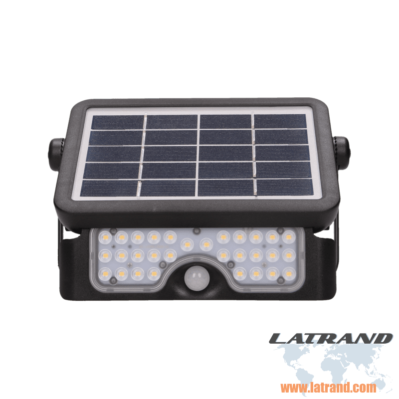 LUX LED  соларен прожектор със сензор за движение,5W, 500lm, IP65, 4000K, 2x1500mAh, черен - AD-SL-6108BLR4, ORNO