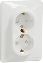 Контакт шуко ДВОЕН моноблок цвят Бял Sedna SE, SCHNEIDER ELECTRIC, SDD311221