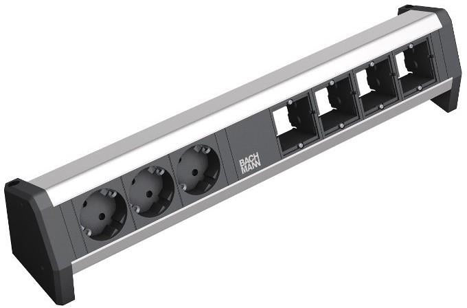 Модул DESK 1 с 3х Шуко и 4х празни модула, цвят Черен, Bachmann, BACHMANN, B902.003