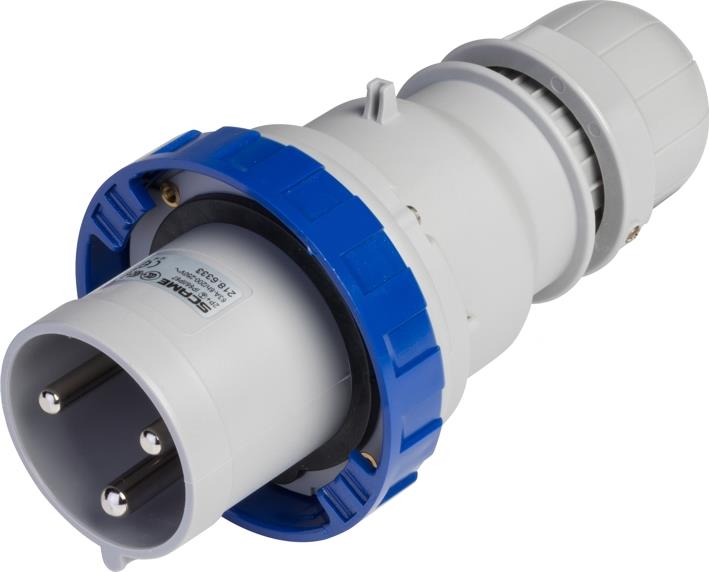 Промишлен щепсел 2P+Е 125A IP66/67/69 серия Optima Scame, SCAME, 218.12533