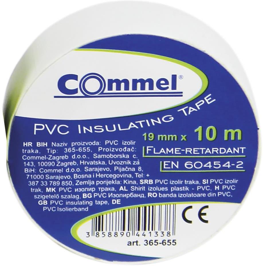 Изолационна лента цвят БЯЛ 0.13мм х 19мм, дължина 10м Commel, COMMEL, C365-655