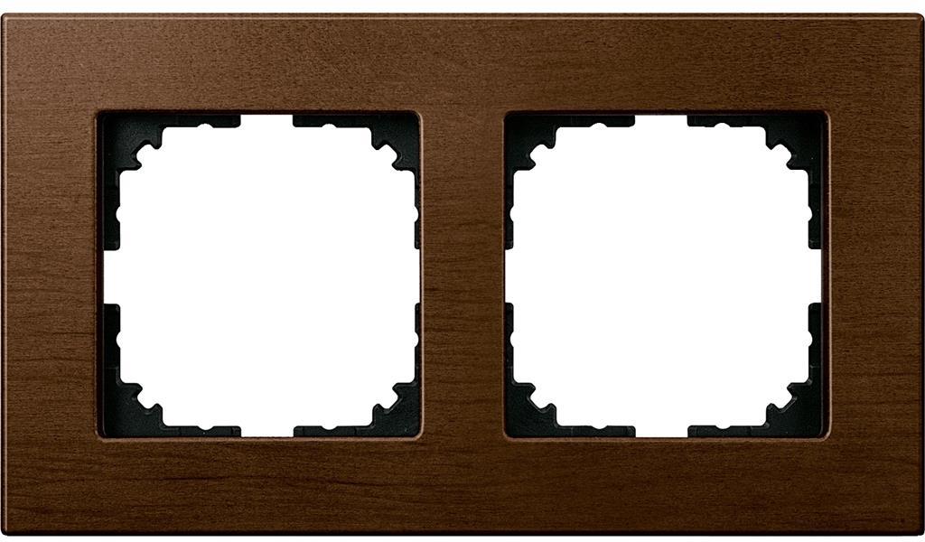 Рамка 2х цвят Орех, дърво System M Merten SE, SCHNEIDER ELECTRIC, MEG4052-3473